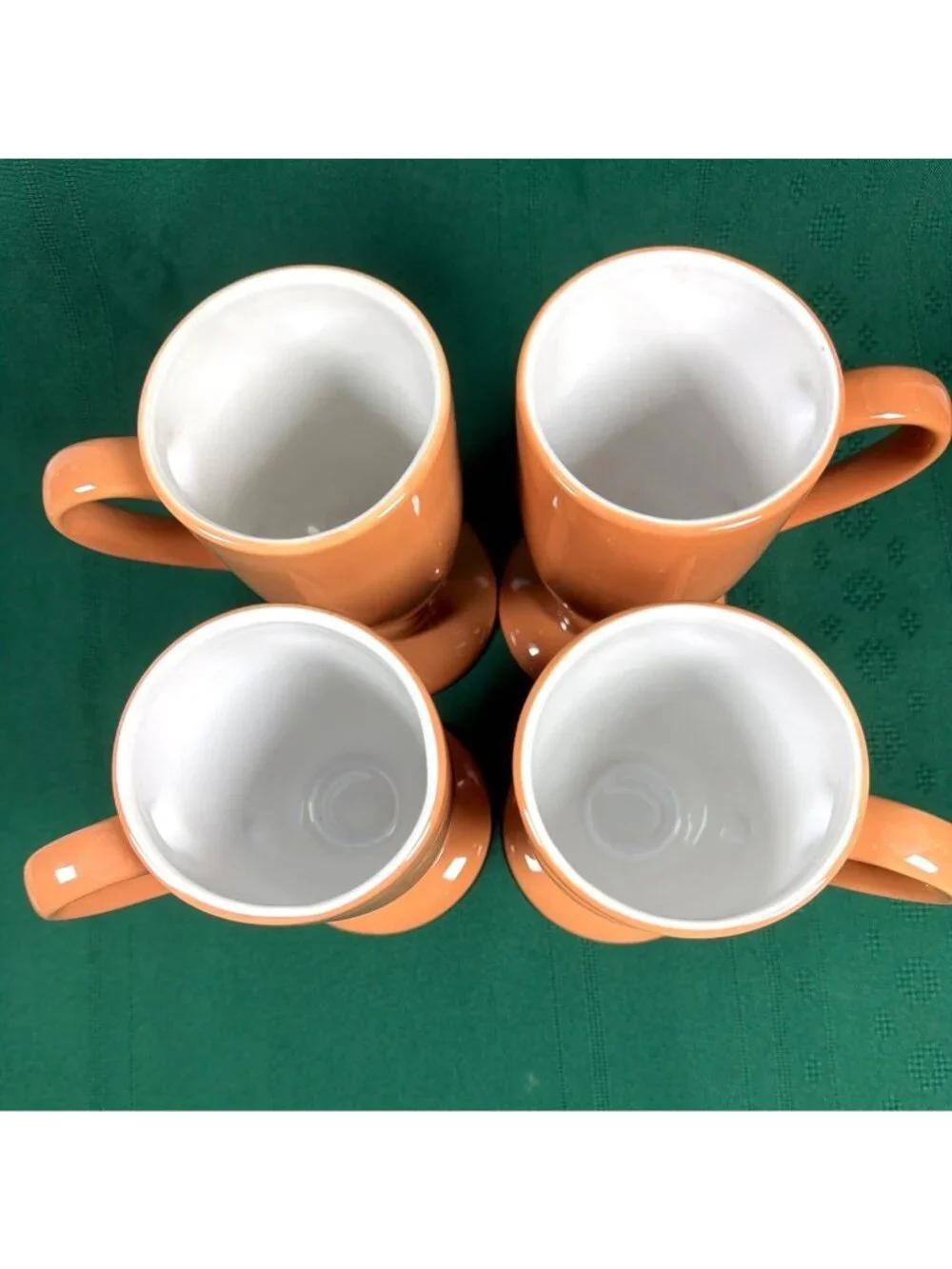 Vintage 80s Terracotta Footed Pedestal Coffee Mugs Set of 4 MCM Irish Coffee Cup